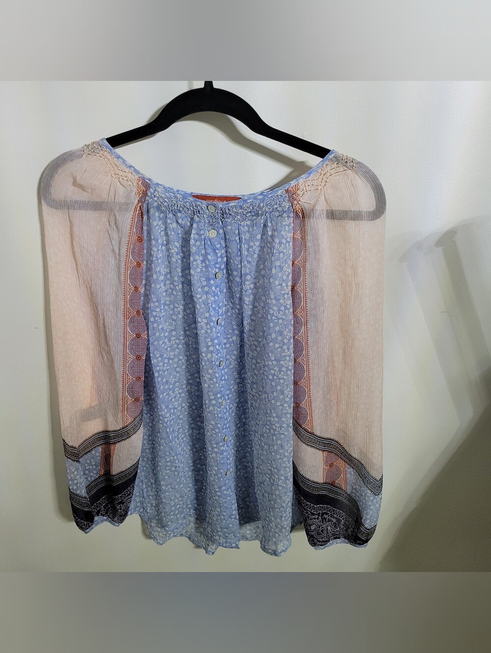Sundance Silk Button Up Top, Size S
